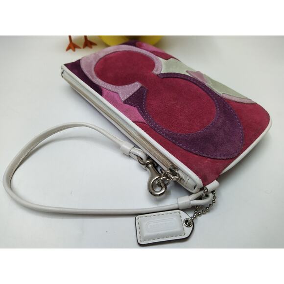 Coach Gallery Optic Signature C Multicolor Suede Leather Trim Wristlet Wallet - Picture 5 of 11